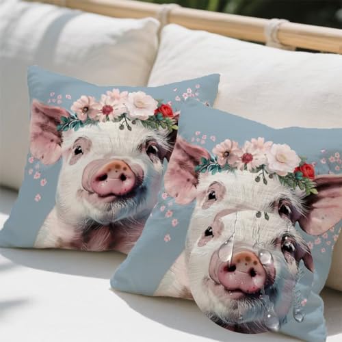 Outdoor Kissen 80x80 cm 2er Set Kissenbezug Schwein Kissen Deko Kissenbezüge Atmungsaktiv Wetterfest, Quadrat Sofakissen Leinen Kissenhülle Niedlich Outdoorkissen für Garten Balkon Deko Geschenke e724 Outdoor Kissen 80x80 cm 2er Set Kissenbezug Schwein Kissen Deko Kissenbezüge Atmungsaktiv Wetterfest, Quadrat Sofakissen Leinen Kissenhülle Niedlich Outdoorkissen für Garten Balkon Deko Geschenke e724 von Donpeer