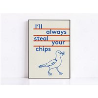 Fish & Chips Zitat Druck Minimale Retro-Kunst Fish & Chips Zitat Druck Minimale Retro-Kunst von DontGrowUpPrints