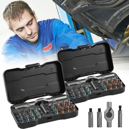 24-In-1-Drehschraubendreher-Set,2025 Neues Drehschraubendreher Set,Ratschenschraubendreher Set,Mehrzweck-Ratschensatz,Mit 24 Unterschiedlich Geformten Schraubendreherbits Geliefert (2 pcs) von Donubiiu