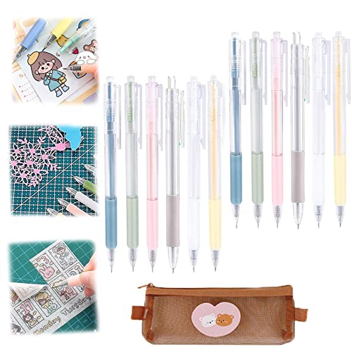 Cartoon Pattern Student Utility Knife Pen, Craft Cutting Tool Paper Pen Cutter Knife Creative Retractable, Paper Cutter Pen Knife, Precision Paper Cutting Carving Pen Knife for Paper Scrapbook (12PCS) von Donubiiu