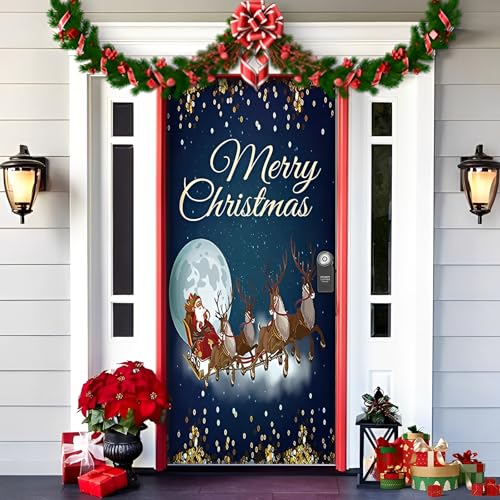 Christmas and Halloween Front Door Decoration, 2025 Christmas and Halloween Front Door Cover,Doors Covers Decoration, A Fun and Festive Decor for Home Outdoor Indoor Ornament (A,200x90cm) von Donubiiu