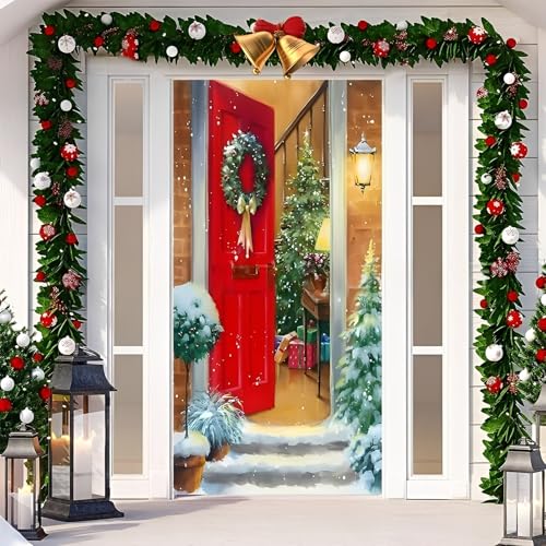 Christmas and Halloween Front Door Decoration, 2025 Christmas and Halloween Front Door Cover,Doors Covers Decoration, A Fun and Festive Decor for Home Outdoor Indoor Ornament (F,200x90cm) von Donubiiu