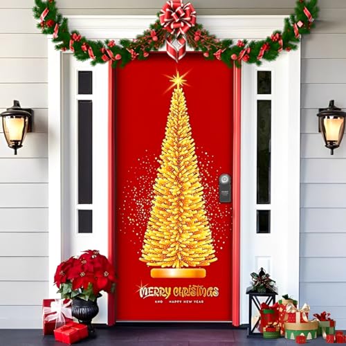 Christmas and Halloween Front Door Decoration, 2025 Christmas and Halloween Front Door Cover,Doors Covers Decoration, A Fun and Festive Decor for Home Outdoor Indoor Ornament (O,200x90cm) von Donubiiu