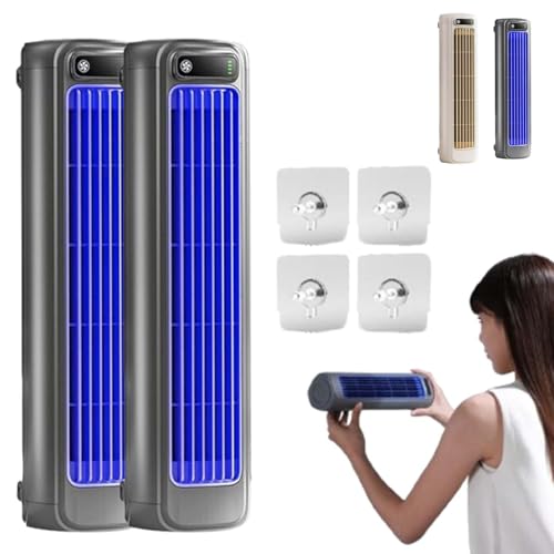 Coolizi Cooling Ace-Tragbarer Ventilator, Portable Air Conditioning Cooling Fan Quiet, Rechargeable Air Cooler with 3 Geschwindigkeiten & LED-Touchscreen for Küche, Schlafzimmer (Grau, 2PCS) von Donubiiu