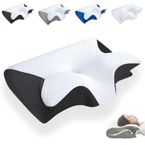 Curosleep Kissen,CuroSleep-Die Erleichterung,Auf Die Sie Gewartet Haben,Ergonomisches OrthopäDisches Kissen mit Konturierter UnterstüTzung füR Seiten,RüCken und Bauchschlä (Schwarz, Kissenbezug) von Donubiiu