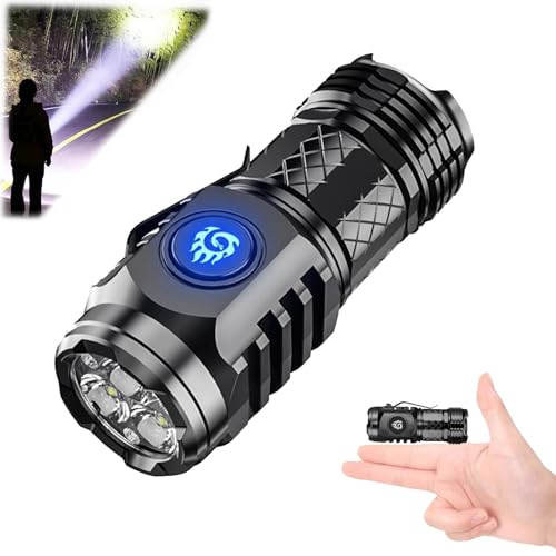 Deutsche dreiäugige Monster-Mini-Super-Power-Taschenlampe, German Three-eyed Monster Mini Flash Super Power Flashlight, LED Aufladbar, Wasserdicht Taktische Handlampe mit 6 Lichtmodi (Schwarz) von Donubiiu