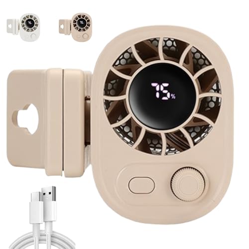 Donubiiu Joytutu Car Clip On Fan With Led Display- 360°rotation,1800mAh Tragbarer Clip Ventilator, 100-Gang Wiederaufladbarer Mini USB Clip Ventilator für Outdoor Camping Haus Büro (Beige, 1PC) von Donubiiu