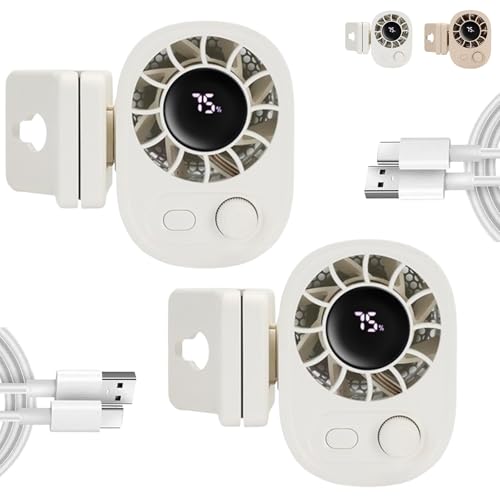 Donubiiu Joytutu Car Clip On Fan With Led Display- 360°rotation,1800mAh Tragbarer Clip Ventilator, 100-Gang Wiederaufladbarer Mini USB Clip Ventilator für Outdoor Camping Haus Büro (Weiß, 2PCS) von Donubiiu