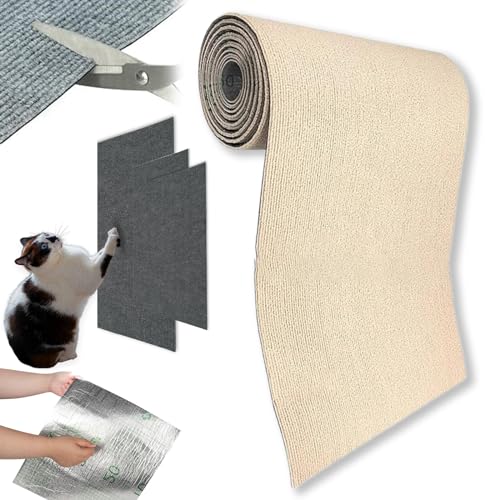 Donubiiu Kratzmatte Selbstklebend Katzen, Kratzmatte Katze Wand, Climbing Cat Scratcher, DIY Climbing Cat Scratcher, schützt Ihre Möbel vor Kratzern (Beige,40 * 100cm) von Donubiiu