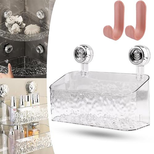 Donubiiu Raidley No Drill Clear Wall Caddy,Light Luxury Style Glacier Pattern Suction Cup Shelf,Raidley Bathroom Shelves No Drill,Suction Cup Shower Caddy,Removable Shower Organizer (C) von Donubiiu