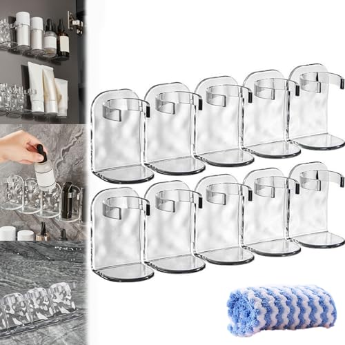 Donubiiu Reihenwandregal aus Kunststoff, Row Plastic Wall Rack, No-Punch Wall Mount Storage Hooks, Plastic Wall Shelf, Clear Bathroom Shelves Hanging, for Bathroom, Bedroom, Kitchen (2 Set) von Donubiiu