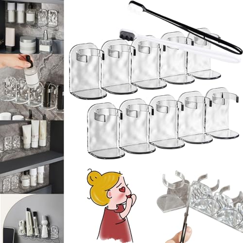 Donubiiu Reihenwandregal aus Kunststoff, Row Plastic Wall Rack, Plastic Wall Shelf, Parallel Corrugated Shelf, No-Punch Wall Mount Clear Acrylic Storage Hooks, Kitchen Organizer Holder (2Set) von Donubiiu