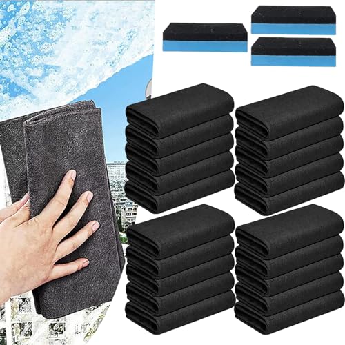 Donubiiu Serenosole AquaGlide Tücher, Aqua Glider Tücher, Aqua Glides, Aquaglide TüCher Original, Verdicktes Magisches Reinigungstuch, Proclean Magische TüCher (20PCS-Black,30 * 30CM) von Donubiiu