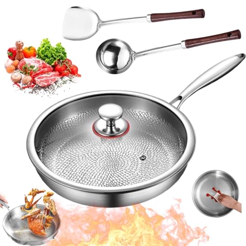 Mosman Titanium Nutri Pan Pro Generation 2 (2025),Verdickt | Ultra-Durable | Scratch-Resistant | Non Stick, Premium Uncoated Mossman Titanium Bratpfanne mit Deckel für alle Herdarten (30CM) von Donubiiu