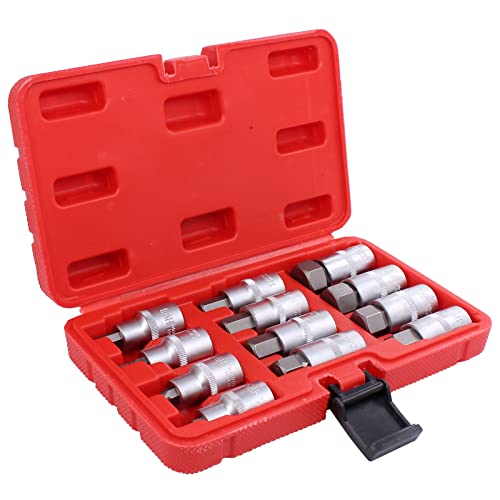 Doo Engy 12 Stück Steckschlüssel Set Sechskant Innensechskant Nuss Satz 1/2 Inch Inbus-Schrauben Stecknüsse Steckschlüsseleinsätze von Doo Engy