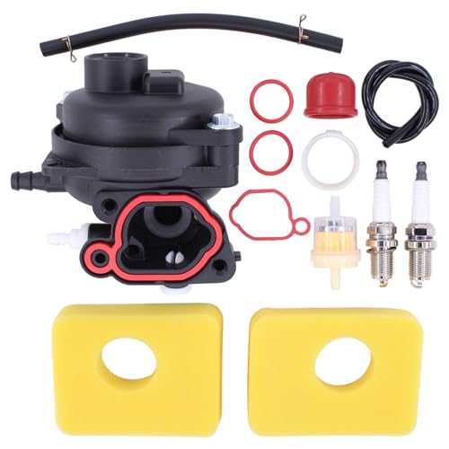 Vergaser Rasenmäher Motor Ersatz mit Luftfilter Zündkerze Dichtung Benzinfilter Kraftstoffleitung Primer Pumpe für Briggs & Stratton 799583 591160 593261 591110 300E 450E 500E 550E 575E 125cc Series von Doo Engy