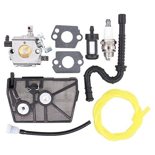 Vergaser Satz Reparatur mit Luftfilter Kraftstofffilter Zündkerze Kraftstoffleitung Dichtung Kraftstoffzufuhrleitung Handwerker Vergaser Ersatz für Stihl 028 AV Kettensäge Walbro WT16B Tillotson HU-40 von Doo Engy