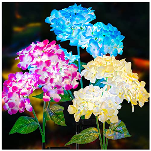 DooYard Solar-Gartenleuchten – 3 Stück 2023 Version Solarleuchten für den Außenbereich, Bunte Lichter, Hortensien-Blumenlichter für Hofdekoration von DooYard
