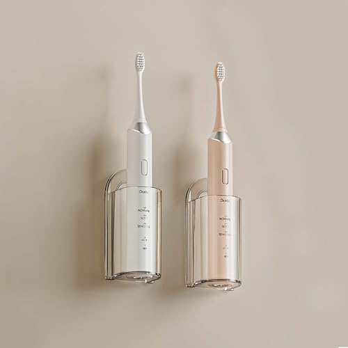 Dooclib 2 Stück Wandhalterung Elektrische ZahnbürsteTransparent,Zahnbürstenhalter Selbstklebend,Zahnbürsten Halterung Wand Ohne Bohren, Für Wand Zum Aufhängen Badezimmer Küche Wohnzimmer Büro von DoocliB