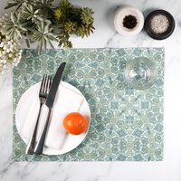 Meergrün Gemusterte Tischset, Maschinenwaschbarer Stoff Minze, Aqua, Türkis, Kunsthandwerksdesign, Neues Zuhause Geschenk, Pflegeleichte Tischsets von DoodlePippin