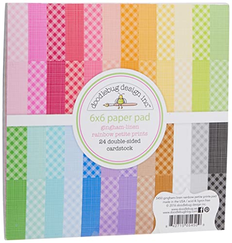 Doodlebug Paper Pad 6x6 Ging Linen Doppelseitiger Papierblock von Petite Prints, Nicht zutreffend, Mehrfarbig, 15.24 x 15.24 x 0.63 cm von Doodlebug