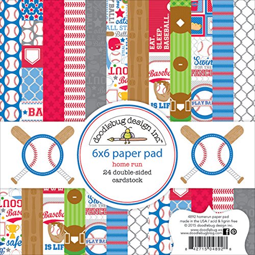 Doodlebug Doppelseitiges Papier Pad 6 x 6 24/pkg-Home Run, andere, Mehrfarbig von Doodlebug