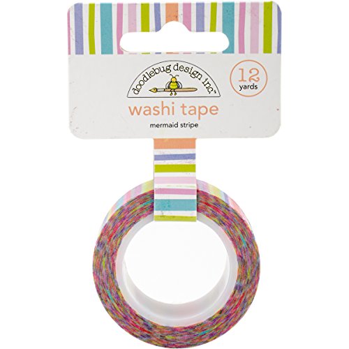 doodlebugdoodlebug Washi Tape 15 mm X 12yd-Mermaid Streifen, andere, Mehrfarbig von Doodlebug