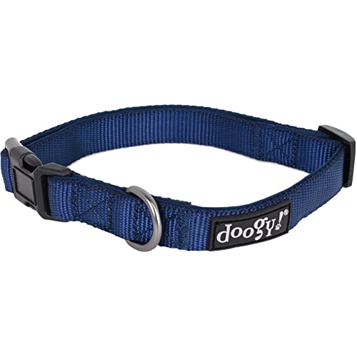 Doogy Basic Halsband für Hunde, klassisches Marineblau, TL 42-64 cm x 25 mm von Doogy