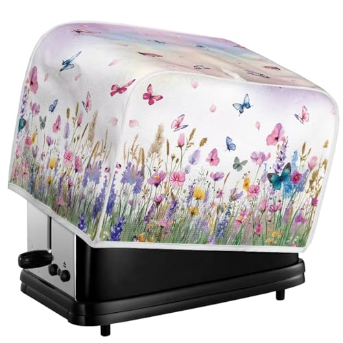 Doojoayie Butterfly-Blumen-Toaster-Abdeckung, Küchendekoration, staubdicht, Ofenabdeckung, 2 Scheiben, Brotbackmaschinenschutz, Küchen-Toaster-Schutz von Doojoayie