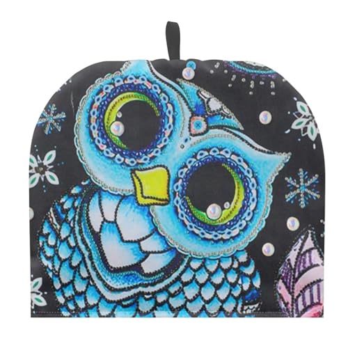 Doojoayie Teewärmer mit Eulenmuster, Cartoon, Teekessel, Polyester, Teewärmer, Teekanne, gemütliche Abdeckung für Zuhause und Küche von Doojoayie