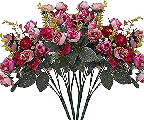 Doolitt Künstliche Rosen Blumen-7 Zweige 21 Rosen Kunstblumen Wie Echt für Hochzeit,Heim Deko Blumen(2 Stuck Rosa) von Doolitt
