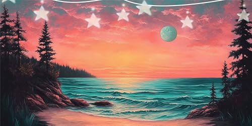 Diamond Painting Meer Diamant Paintings Bunte Wolken Diamond Painting Erwachsene Anfänger, 5D DIY Mosaikherstellung Arts Craft, Crystal Stickerei Diamant Malerei für Deko Wohnzimmer 45x90cm G6-185 von Doontiny