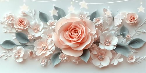 Diamond Painting Rose Diamant Paintings Perle Diamond Painting Erwachsene, DIY Mosaikherstellung Arts Craft, Crystal Stickerei Diamant Malerei für Deko Wohnzimmer, Geschenke für Frauen 60x120cm G6-91 von Doontiny