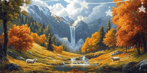 Diamond Painting Schaf Diamant Paintings Landschaft Diamond Painting Erwachsene Anfänger, 5D DIY Mosaikherstellung Arts Craft, Crystal Stickerei Diamant Malerei für Deko Wohnzimmer 70x140cm G6-165 von Doontiny