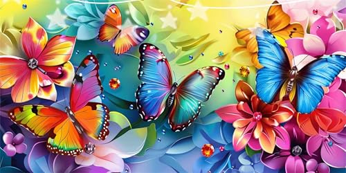 Diamond Painting Schmetterling Diamant Paintings Diamant Diamond Painting Erwachsene Anfänger, 5D Mosaikherstellung Arts Craft, Crystal Stickerei Diamant Malerei Kit für Deko Wohnzimmer 50x100cm G6-51 von Doontiny