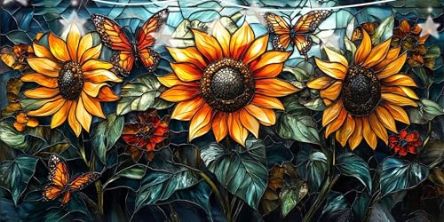 Diamond Painting Sonnenblume Diamant Paintings Blätter Diamond Painting Erwachsene Anfänger, DIY Mosaikherstellung Arts Craft, Crystal Stickerei Diamant Malerei für Deko Wohnzimmer 90x180cm G6-191 von Doontiny