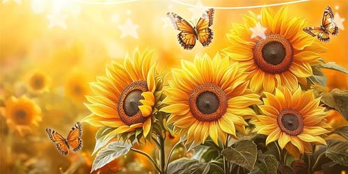Diamond Painting Sonnenlicht Diamant Paintings Sonnenblume Diamond Painting Erwachsene Anfänger, 5D Mosaikherstellung Arts Craft, Crystal Stickerei Diamant Malerei für Deko Wohnzimmer 40x80cm G6-71 von Doontiny