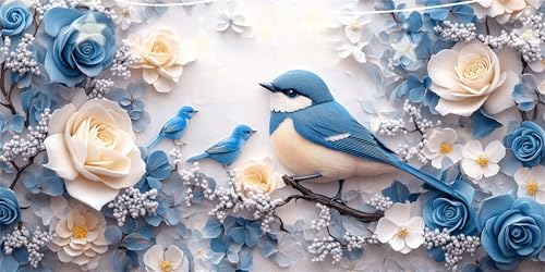 Diamond Painting Vogel Diamant Paintings Weiß Diamond Painting Erwachsene, DIY Mosaikherstellung Arts Craft, Crystal Stickerei Diamant Malerei für Deko Wohnzimmer, Geschenke für Frauen 30x60cm G6-45 von Doontiny