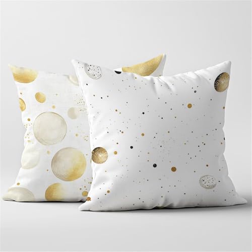 Kissenbezug 60x60cm 2er Set Outdoor Kissen Weiß OutdoorKissen Wetterfest Geometrie Sofakissen, Leinen Quadratische Kissenhullen mit Verstecktem ReißVerschluss für Deko Wohnzinmer Fruhlingsdeko K0-817 von Doontiny