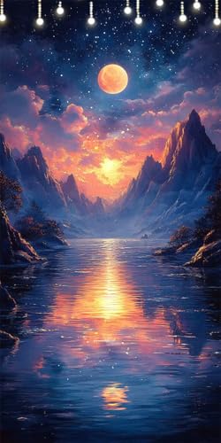 Malen Nach Zahlen Erwachsene Berg Malen Nach Zahlen Mond, DIY Handgemalt Ölgemälde Kit für Anfänger und Erwachsene Mit Pinseln und Acrylfarbe Ohne Rahmen, Wanddeko Wohnzimmer, Geschenk 55X110cm W6-565 Malen Nach Zahlen Erwachsene Berg Malen Nach Zahlen Mond, DIY Handgemalt Ölgemälde Kit für Anfänger und Erwachsene Mit Pinseln und Acrylfarbe Ohne Rahmen, Wanddeko Wohnzimmer, Geschenk 55X110cm W6-565 von Doontiny