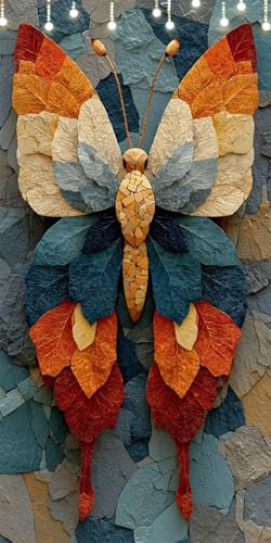 Malen Nach Zahlen Erwachsene Blätter Malen Nach Zahlen Schmetterling, DIY Handgemalt Ölgemälde Kit für Anfänger und Erwachsene Mit Pinseln und Acrylfarbe, Ohne Rahmen, Deko Wohnzimmer 60X120cm W6-287 von Doontiny