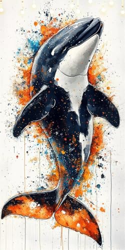 Malen Nach Zahlen Erwachsene Delphin Malen Nach Zahlen Graffiti, DIY Handgemalt Ölgemälde Kit für Anfänger und Erwachsene Mit Pinseln und Acrylfarbe, Ohne Rahmen, Wanddeko Wohnzimmer 50X100cm W6-159 von Doontiny