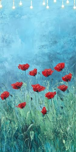 Malen Nach Zahlen Erwachsene Mohn Malen Nach Zahlen Anlage, DIY Handgemalt Ölgemälde Kit für Anfänger und Erwachsene Mit Pinseln und Acrylfarbe, Ohne Rahmen, Wanddekoration Wohnzimmer 80X160cm W6-267 von Doontiny