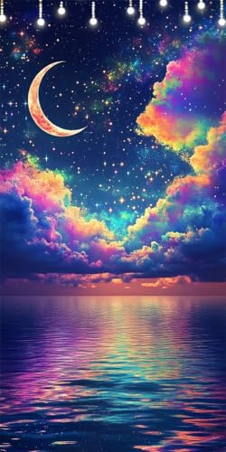 Malen Nach Zahlen Erwachsene Mond Malen Nach Zahlen Farbe, DIY Handgemalt Ölgemälde Kit für Anfänger und Erwachsene Mit Pinseln und Acrylfarbe Ohne Rahmen, Wanddeko Wohnzimmer Geschenk 70X140cm W6-563 von Doontiny