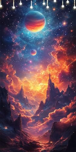 Malen Nach Zahlen Erwachsene Planet Malen Nach Zahlen Wolke, DIY Handgemalt Ölgemälde Kit für Anfänger und Erwachsene Mit Pinseln und Acrylfarbe, Ohne Rahmen, Wanddekoration Wohnzimmer 40X80cm W6-571 von Doontiny