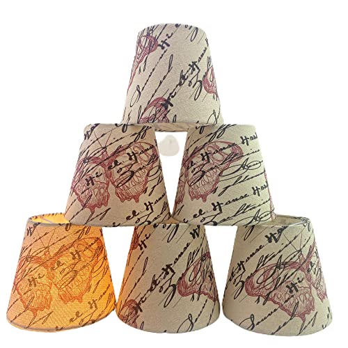 Doooitlight Set mit 6 Clip-Lampenschirmen für Lampen, Leuchten, Kronleuchter rauten (Beige-Schmetterlinge) von Doooitlight