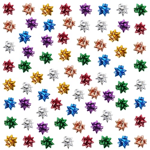 Dooozy 100 Pcs 1" Mini Geschenkschleifen Selbstklebend Set, 7 Metallisch Farbe Geschenk Schleife für Festival Weihnachten Geschenkverpackung Dooozy 100 Pcs 1" Mini Geschenkschleifen Selbstklebend Set, 7 Metallisch Farbe Geschenk Schleife für Festival Weihnachten Geschenkverpackung von Dooozy