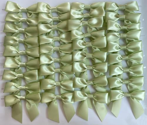 Dooozy 36 Stück 3.5" Satin Schleife, Mini Geschenkschleifen aus Vorgebunden Schleifen Satinband für Geschenk DIY Keks Bonbontüten Weihnachtsbaum Hochzeitsdeko(Matcha-Grün) von Dooozy