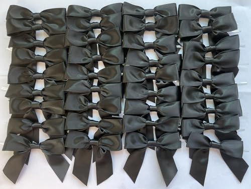 Dooozy 36 Stück 3.5" Satin Schleife, Mini Geschenkschleifen aus Vorgebunden Schleifen Satinband für Geschenk DIY Keks Bonbontüten Weihnachtsbaum Hochzeitsdeko(Schwarz) von Dooozy