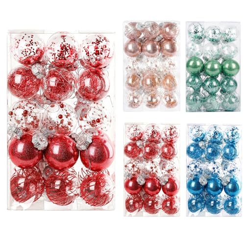 Dooozy Weihnachtskugeln 30er Set 6cm Bruchsicher Christbaumkugeln Weihnachtsbaumschmuck Weihnachtsdekoration mit Aufhängen(Rot) von Dooozy